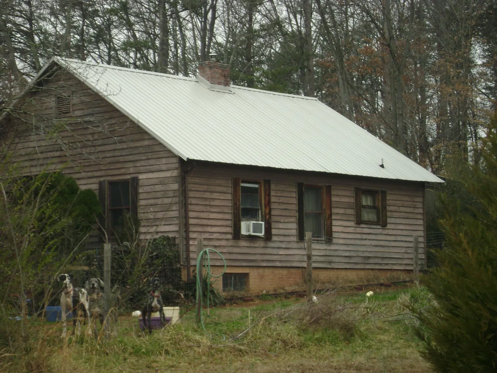 White metal roof on an old wood sided farmhouse, from a Asphalt Shingle Roof Repair job in Olsburg